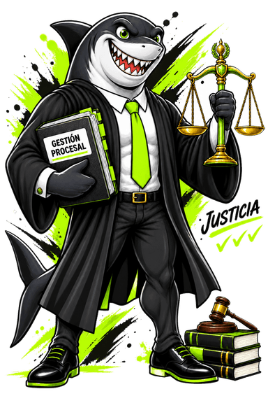 Mascota Oposhark de Gestión Procesal y Administrativa (Justicia)