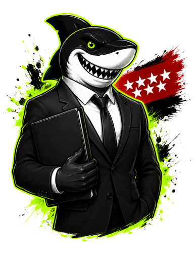Mascota Oposhark de Administrativo (Administración General, C1) — Comunidad de Madrid