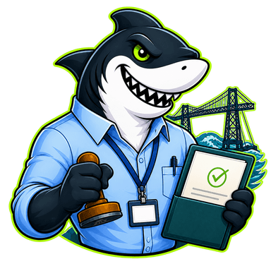 Mascota Oposhark de Administrativo — Ayuntamiento de Getxo
