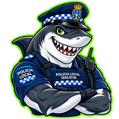 Mascota Oposhark de Policía Local de Galicia — Escala Básica (proceso unitario AGASP)